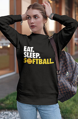 Shop Eat Sleep Softball Crew Neck Sweatshirt