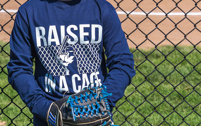 Shop Baseball Raised in a Cage Long Sleeve Shirt