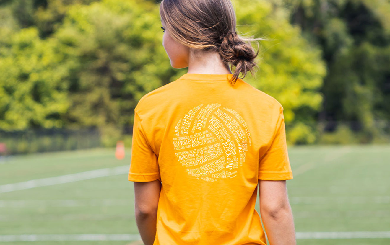 Shop Volleyball Back Design Short Sleeve Tees
